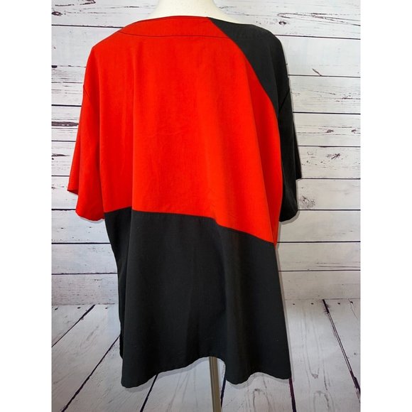 Greys Anatomy Signature Scrub Top Plus Size 4XL 4X Red Black 2140X Nursing Shirt - Picture 3 of 10